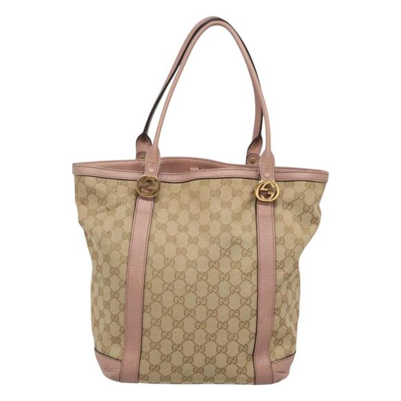 GUCCI GG Canvas Shoulder Bag Beige Gold - Picture 3 of 13